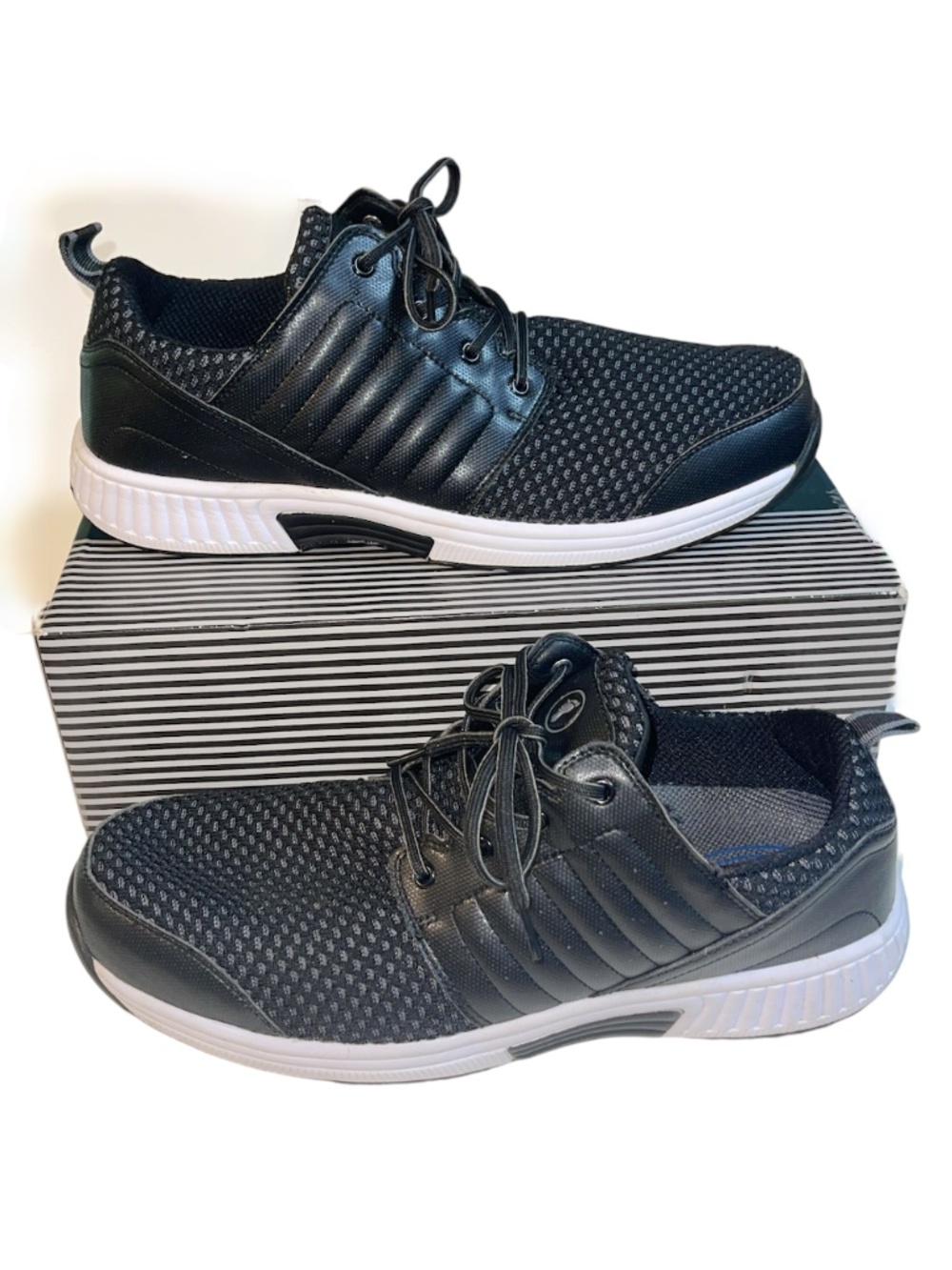 Orthofeet Sneakers Men's Sz 14 2E Wide Black Mesh Diabetic Comfort Shoe Inserts